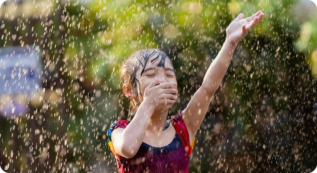 Girl enjoying the rain